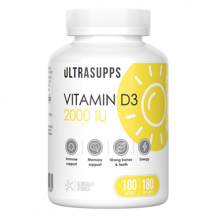 Витамин Д3 2000МЕ ULTRASUPPS, 180 мягких капсул